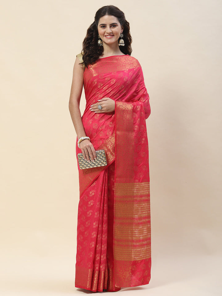 Zari Border Booti Woven Handloom Saree
