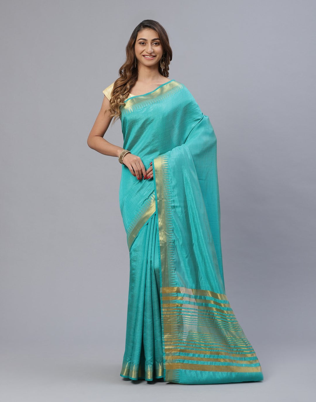 Art Handloom Saree With Zari Border