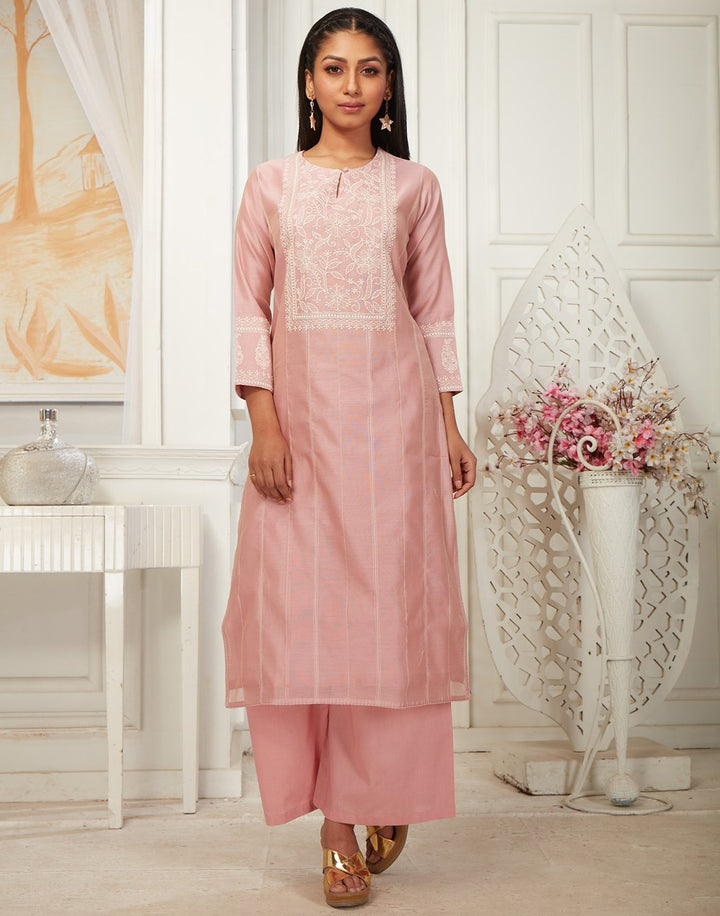 Cotton Chanderi Kurti with Plazzo