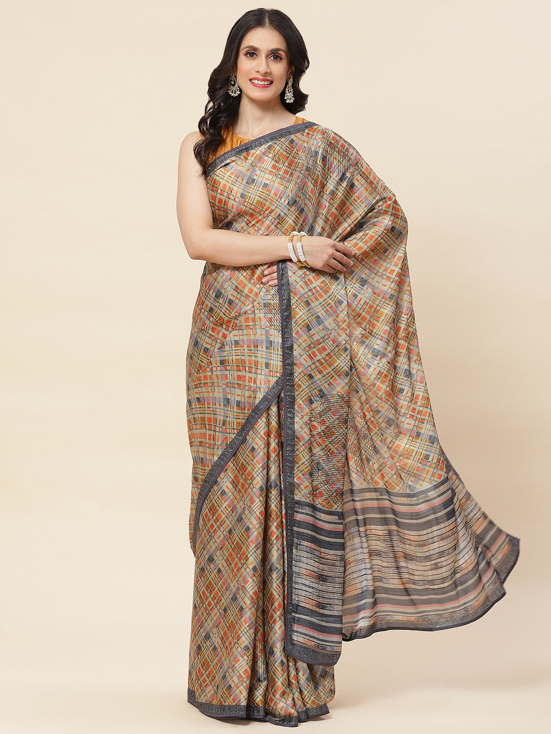 Digital Printed Satin Saree