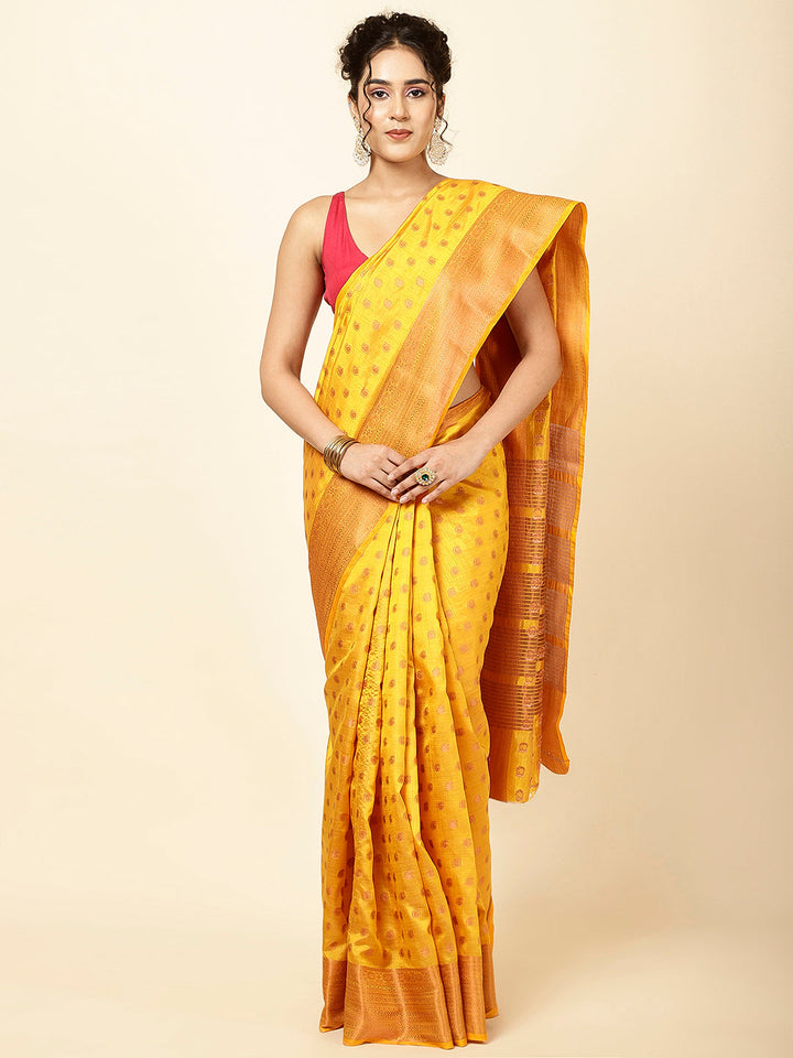 Zari Border Booti Woven Handloom Saree