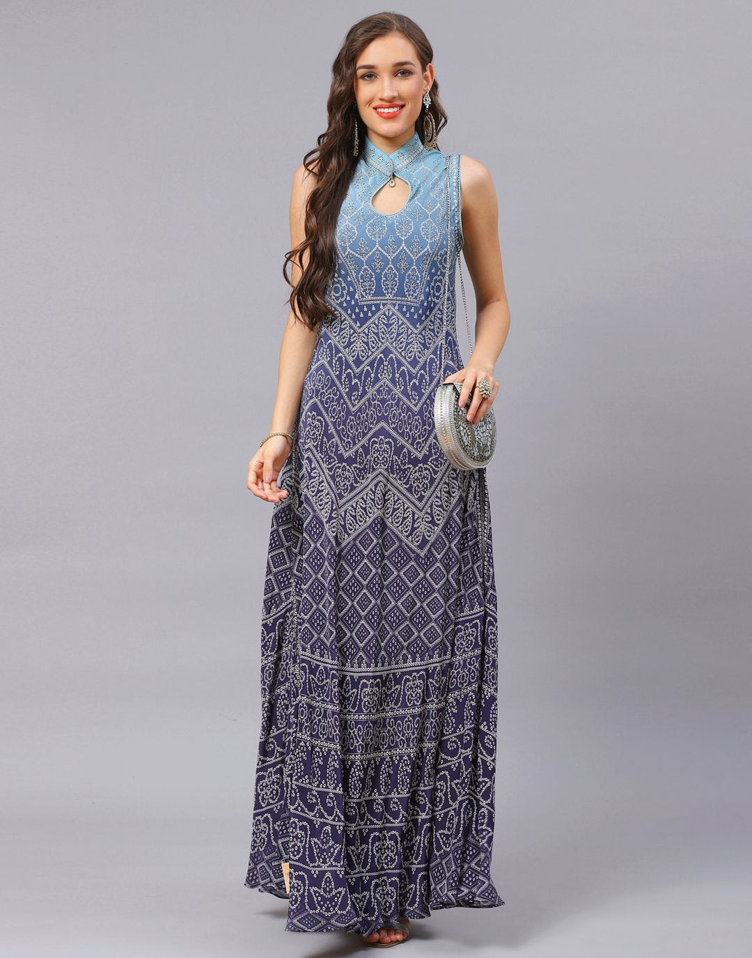 Blue and Peach Pink Dress
