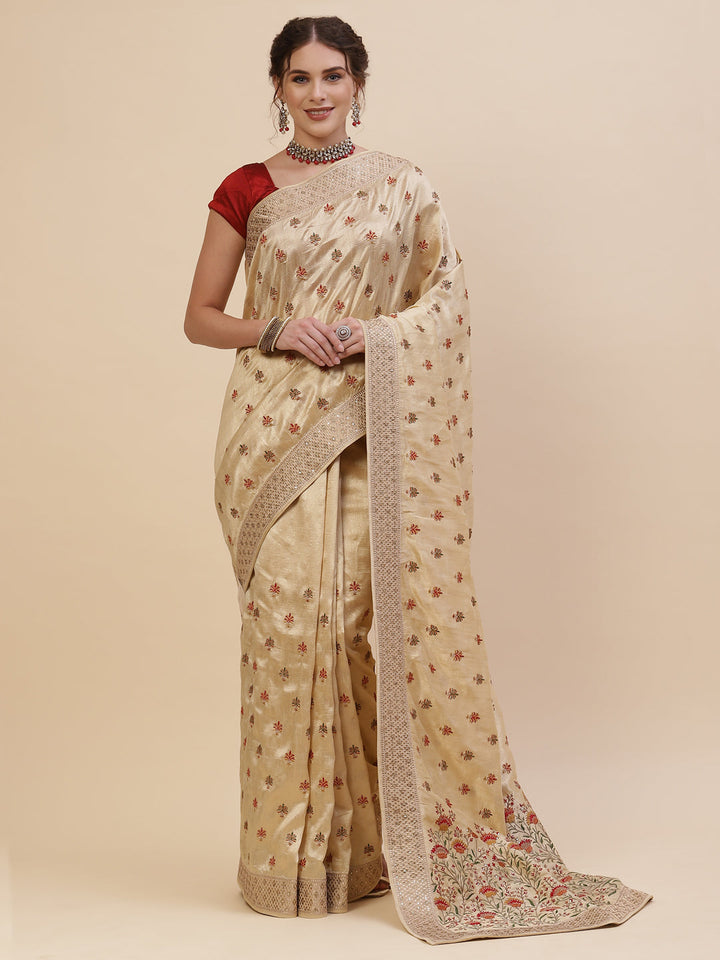 Resham Jaal Embroidered Art Tussar Saree