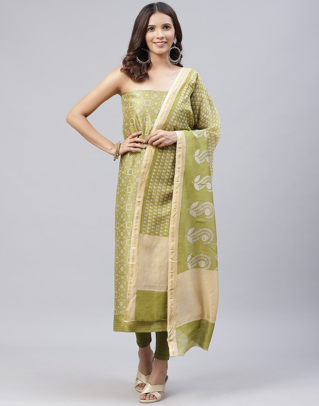 Printed Chanderi Suit Piece