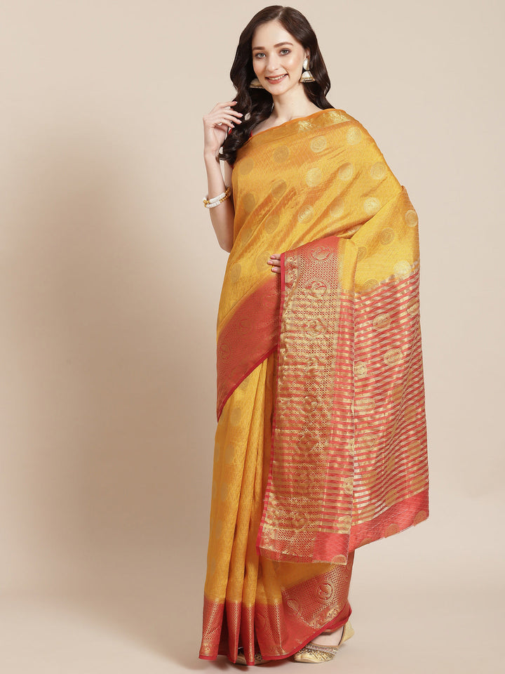 Zari Border Booti Art Handloom Woven Saree