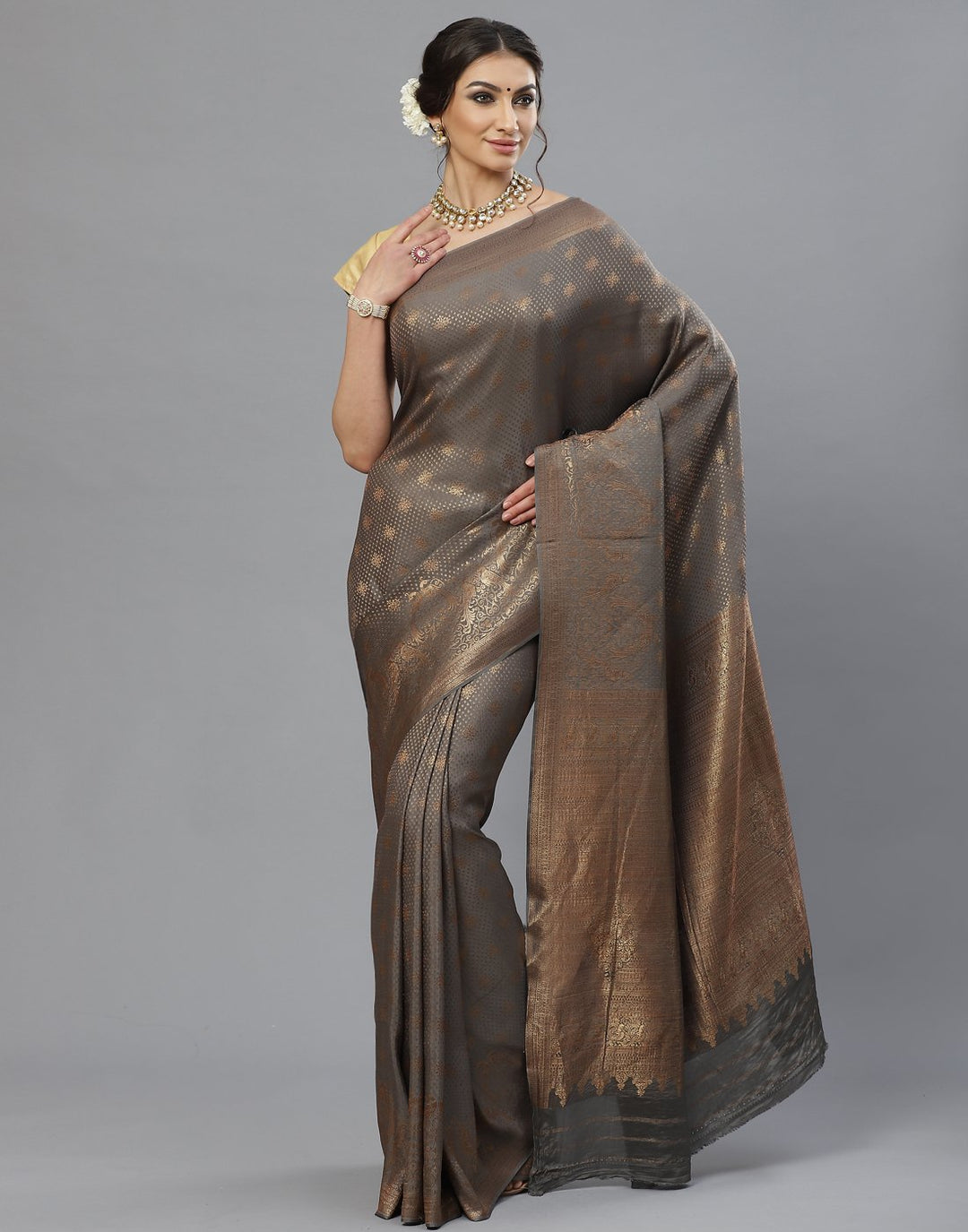 Zari Booti Crepe Saree