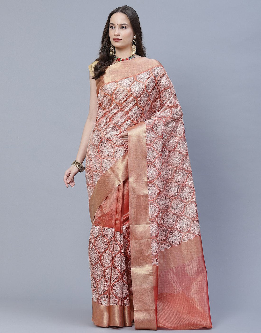 Cotton Tissue Embroidery Saree