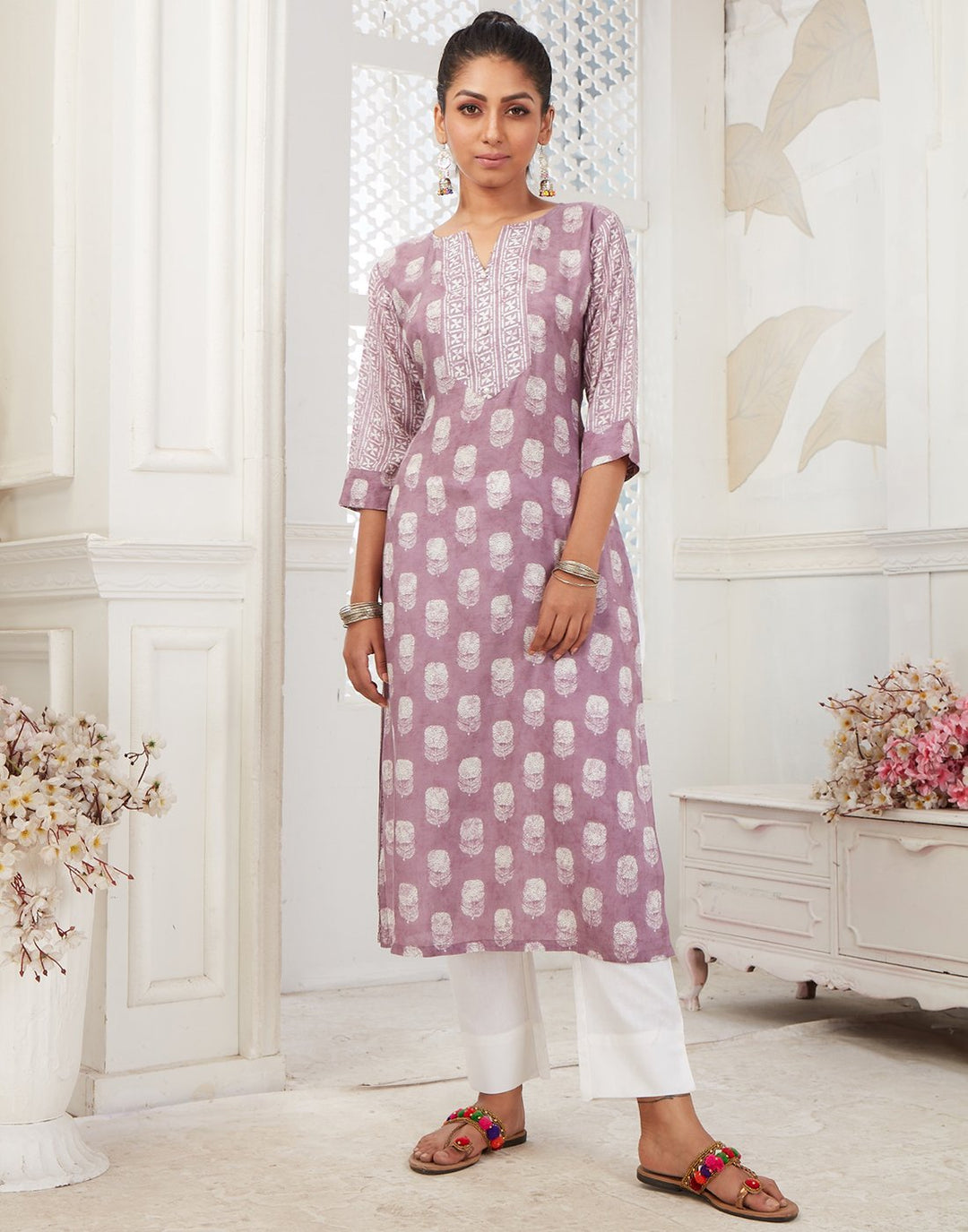 MBZ Meena Bazaar-Mauve Cotton Kurti