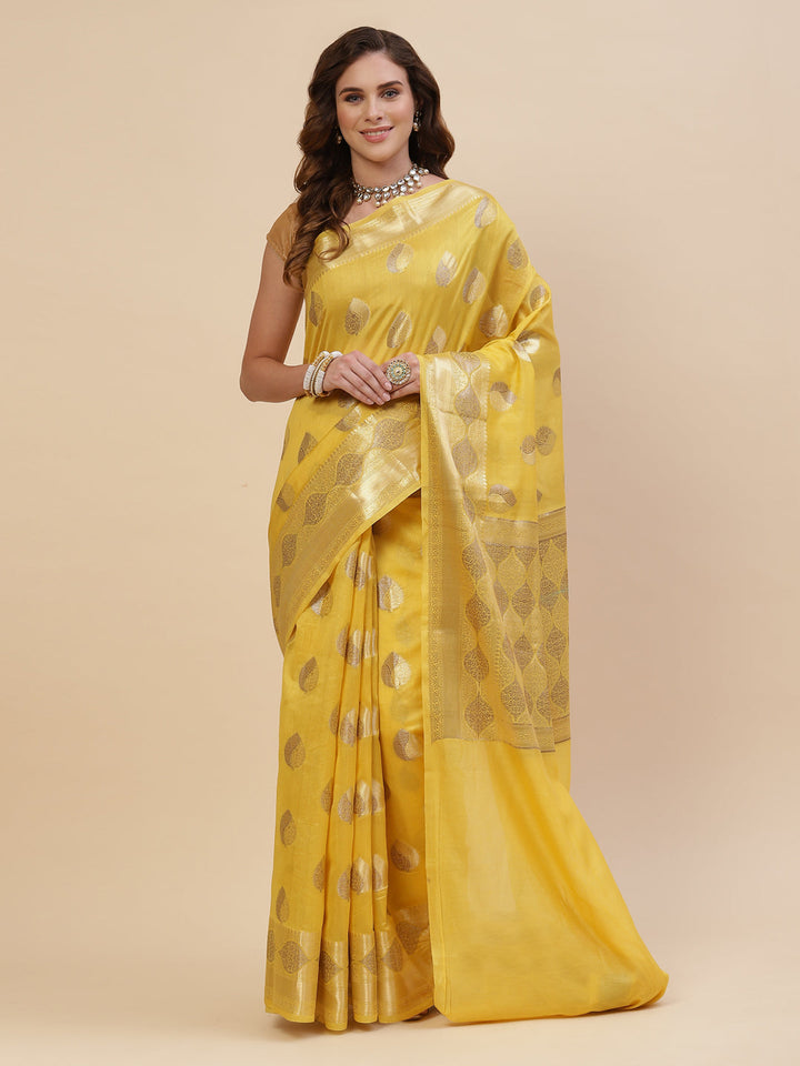 Zari Border Booti Cotton Woven Saree