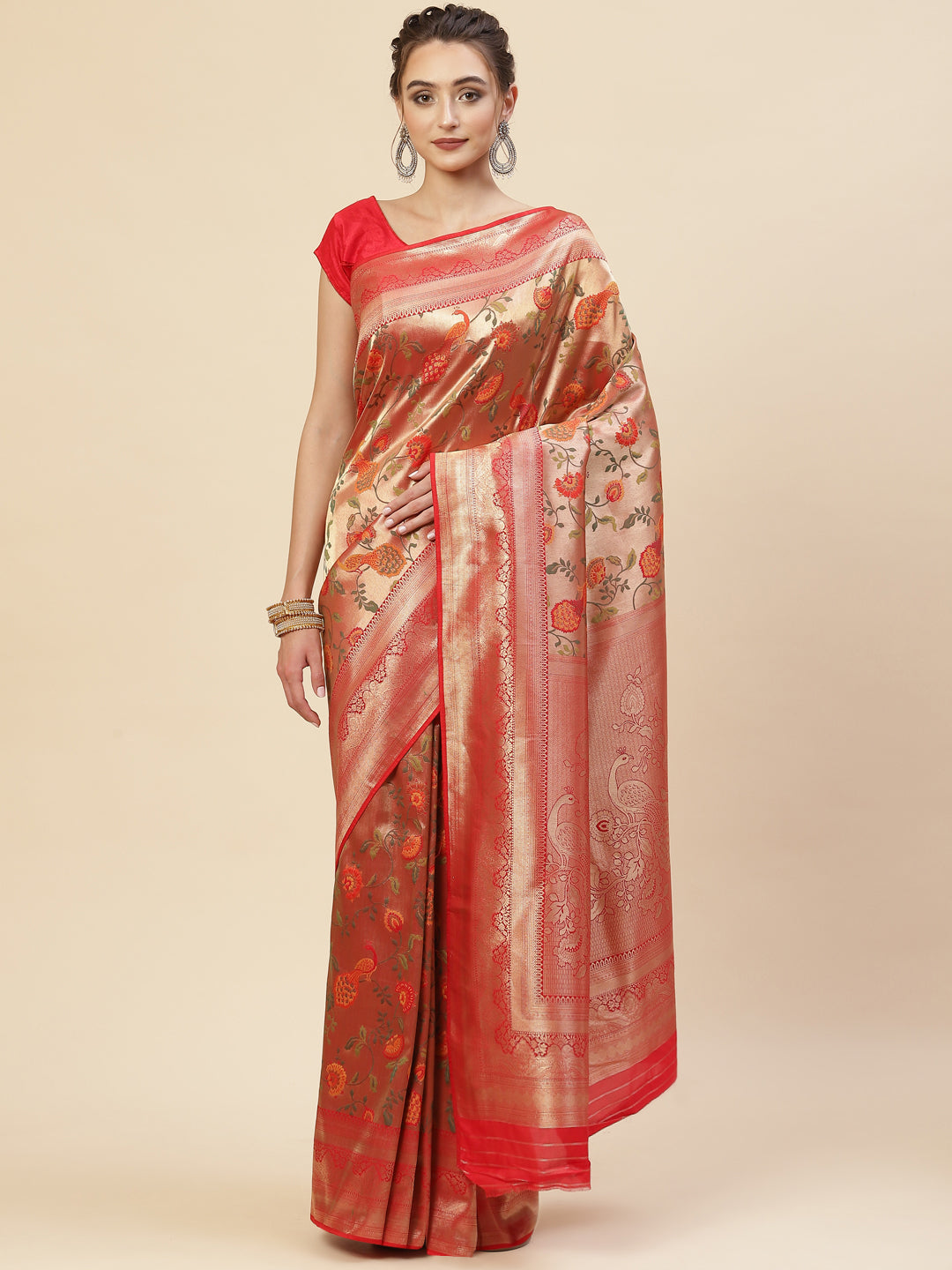 Floral Zari Jaal Handloom Woven Saree