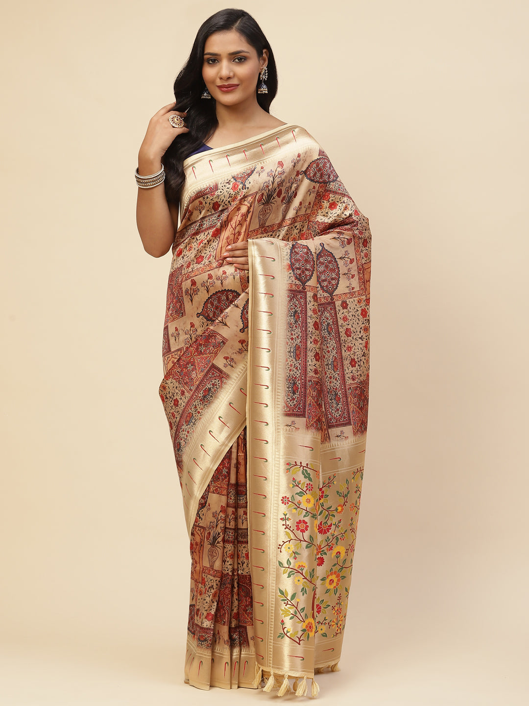 Digital Printed Satin Saree