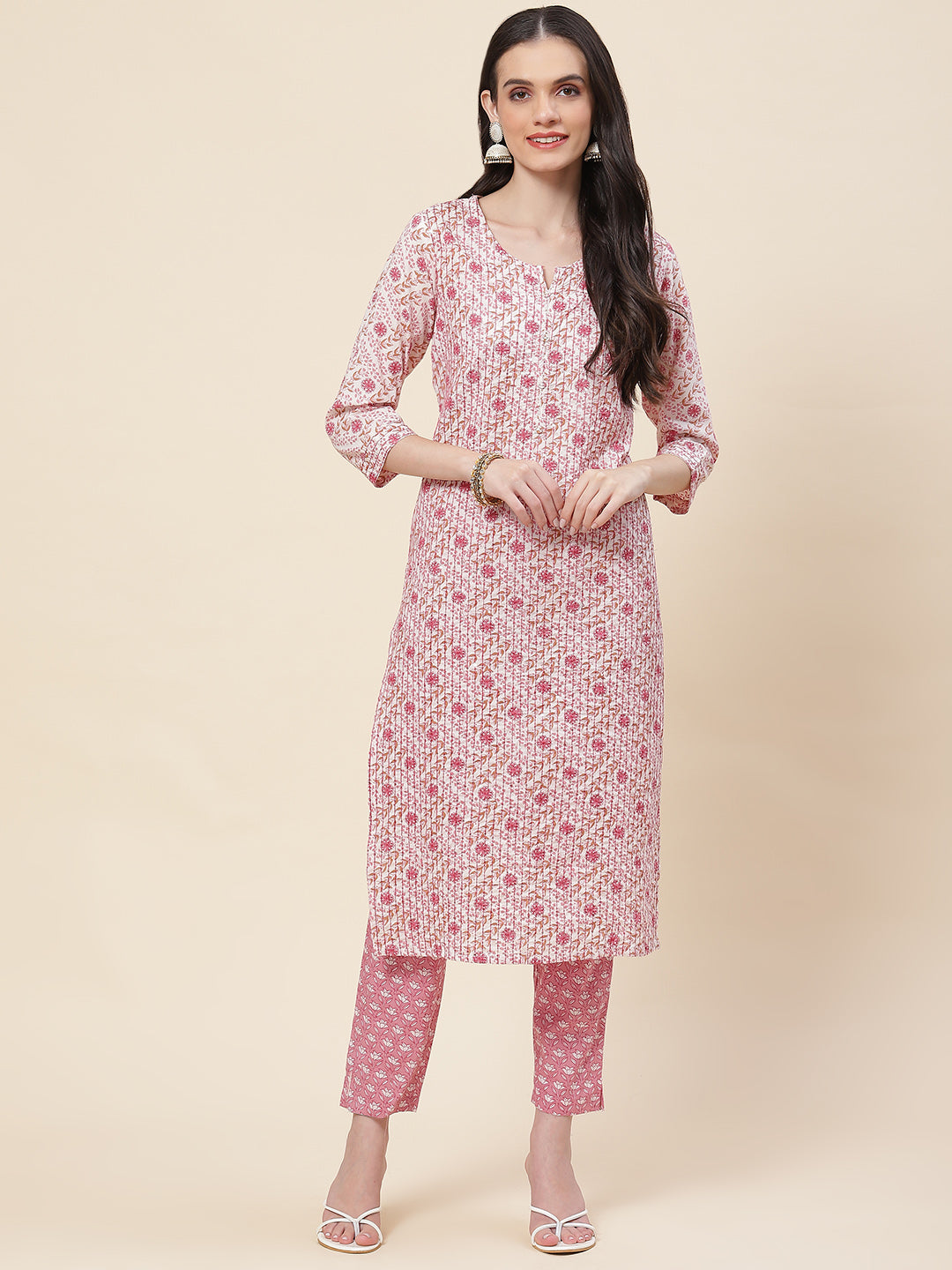 Printed Cotton Kurta With Pants