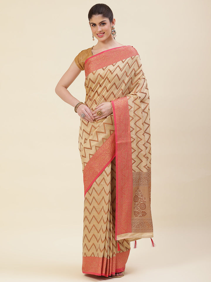 Zari Jaal Handloom Woven Saree