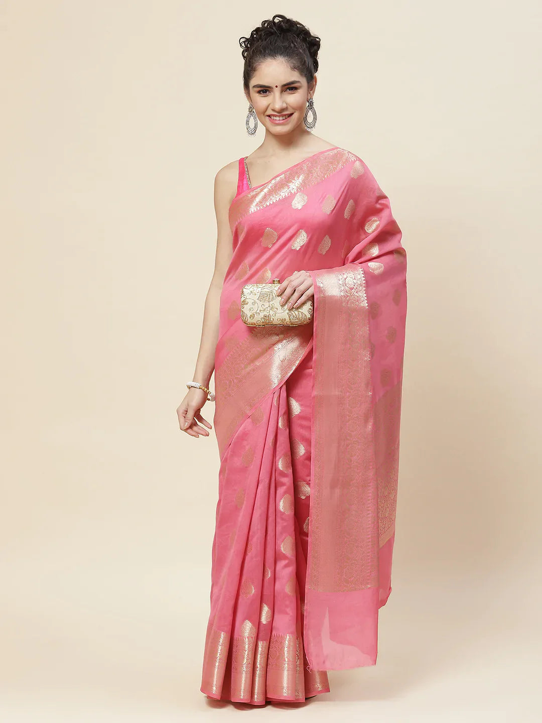 Zari Booti Cotton Woven Saree