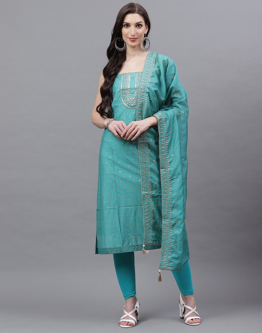 Chanderi Embroidered Suit Piece