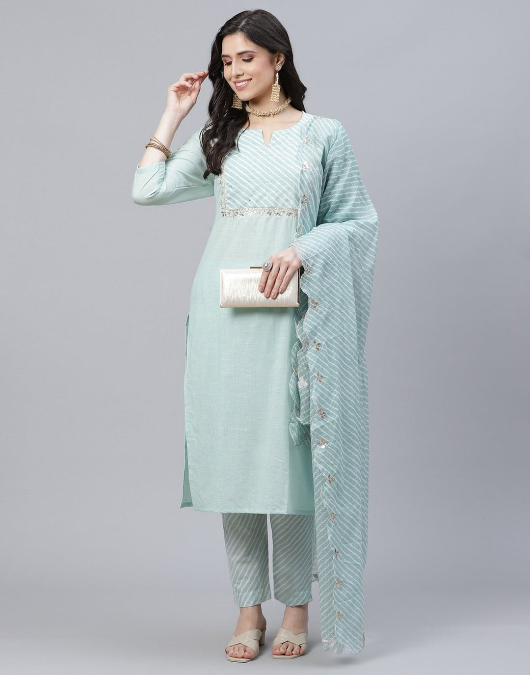 Straight Cotton Salwar Kameez Stitched Suit