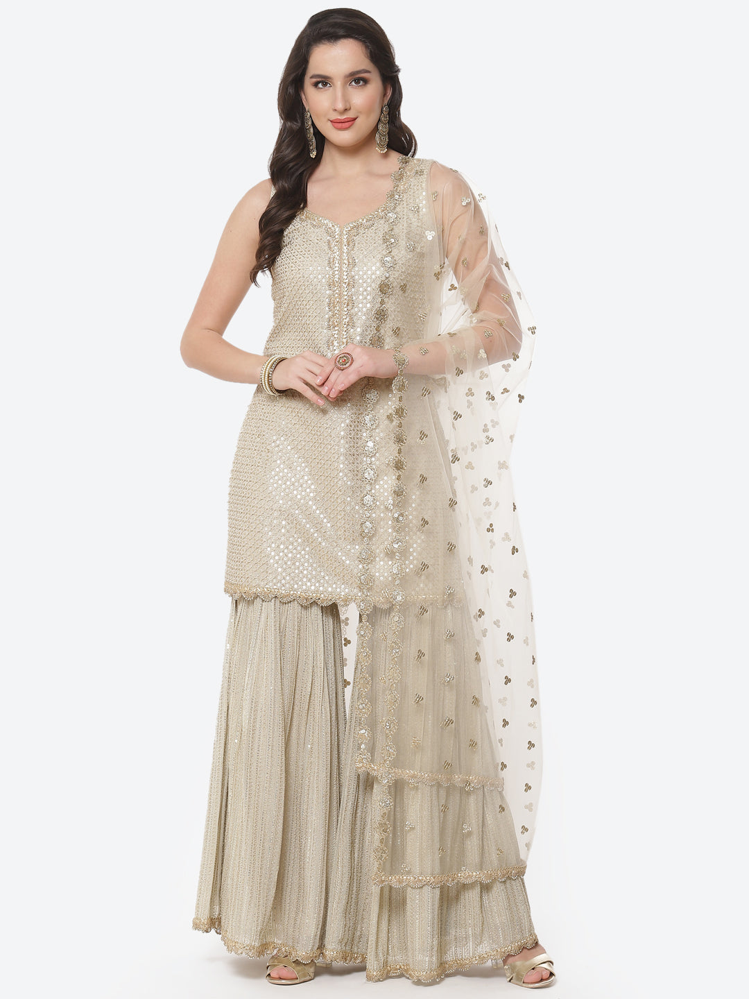 Sequenece Georgette Stitched Salwar Kameez With Net Dupatta