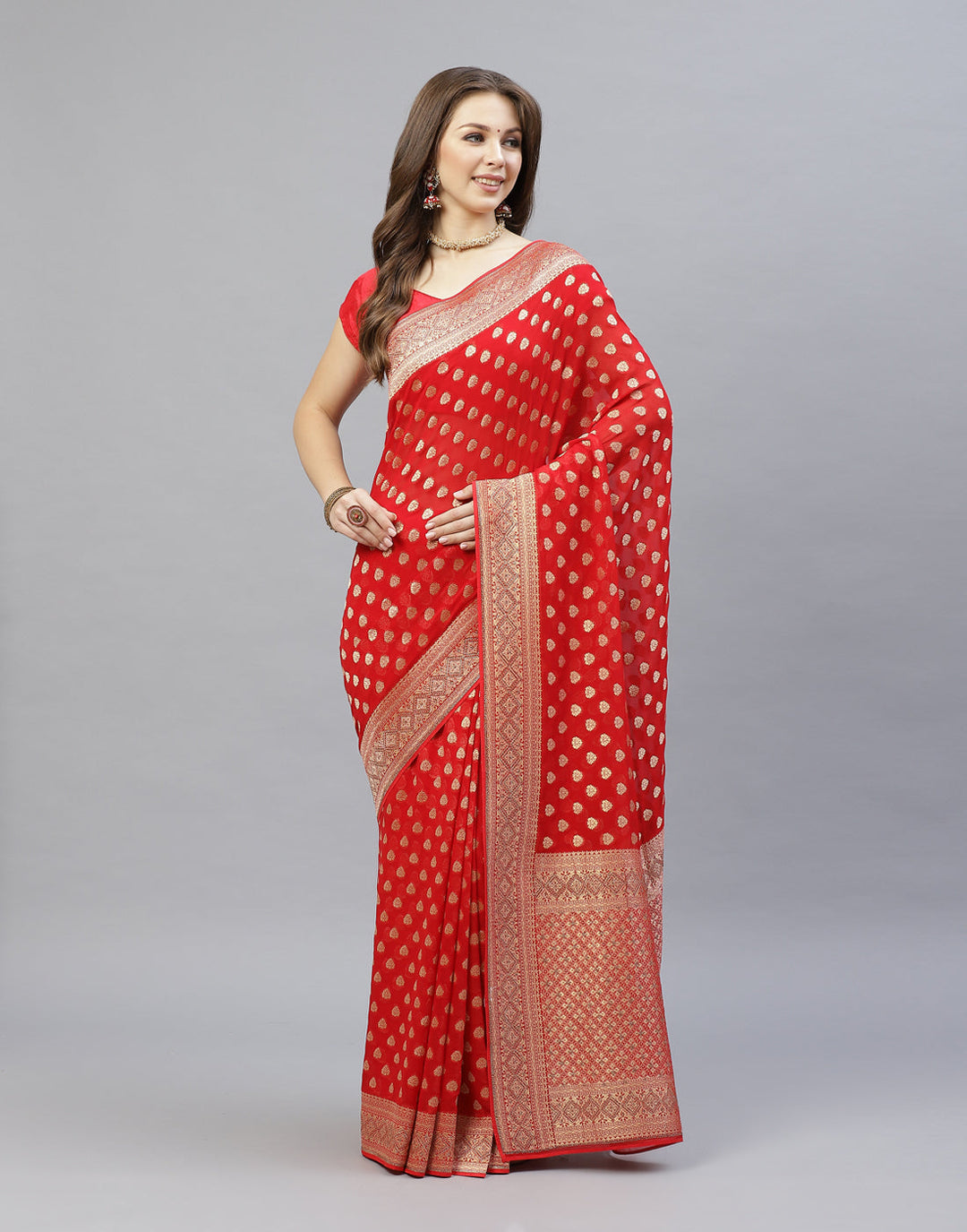 Embroidered Stone Booti Art Georgette Saree