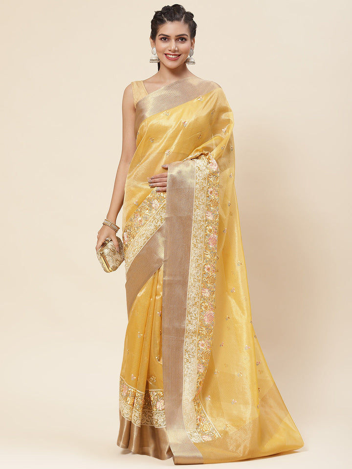 Resham Booti Embroidered Cotton Saree