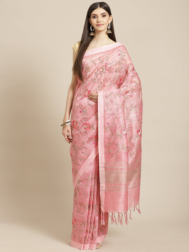 Resham Jaal Embroidered Cotton Saree