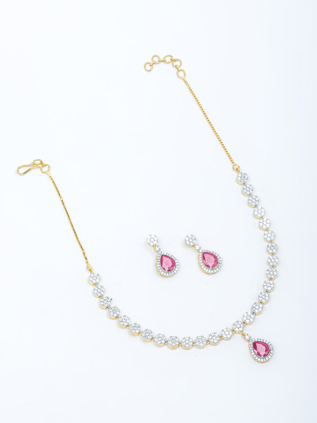 White Stone Necklace Set With Earrings