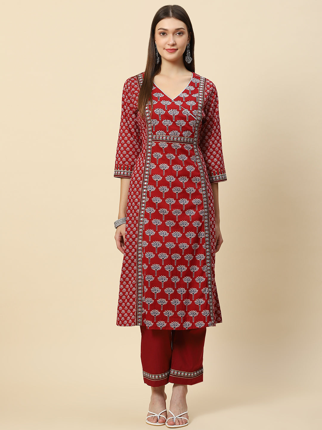 Printed Cotton Kurta With Pants