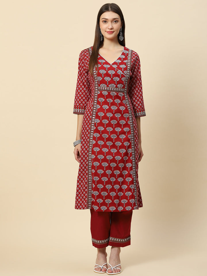 Printed Cotton Kurta With Pants