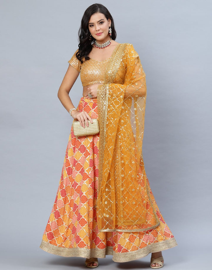 Georgette Lehenga With Net Sequins Dupatta
