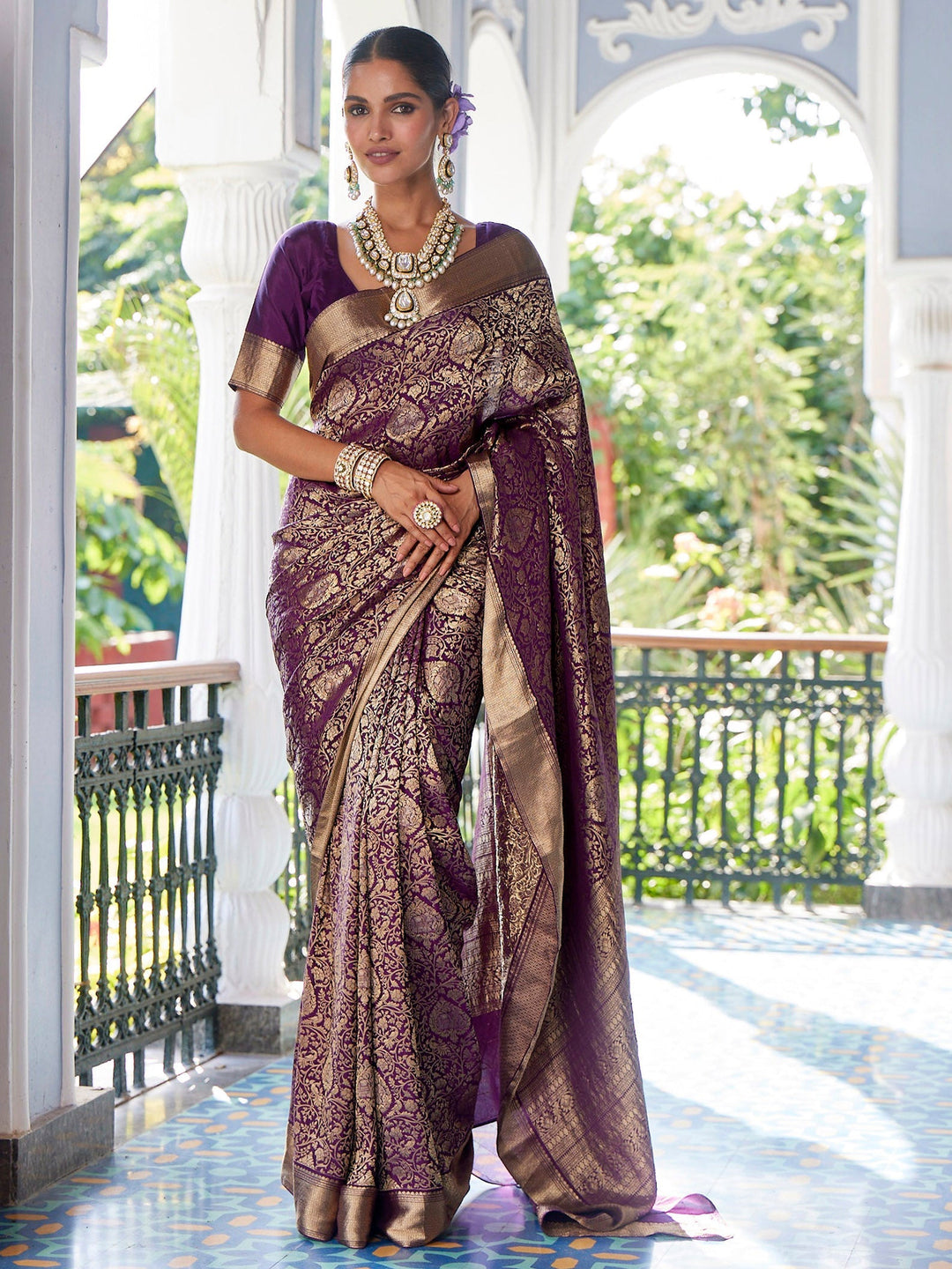 Brocade Crepe Plain Saree
