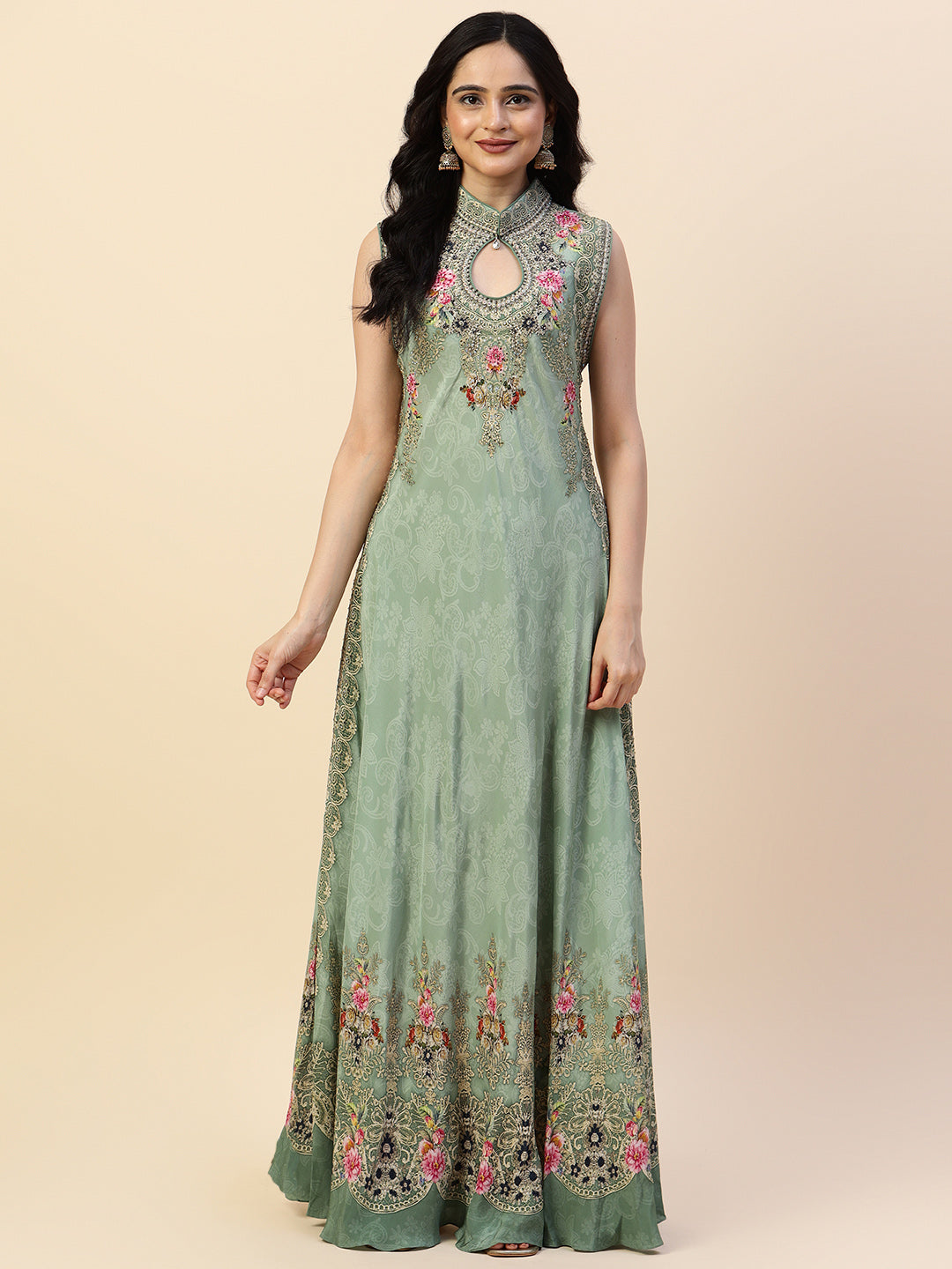 Digital Printed Crepe Gown