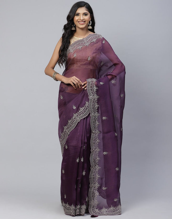 Organza Embroidery  Saree