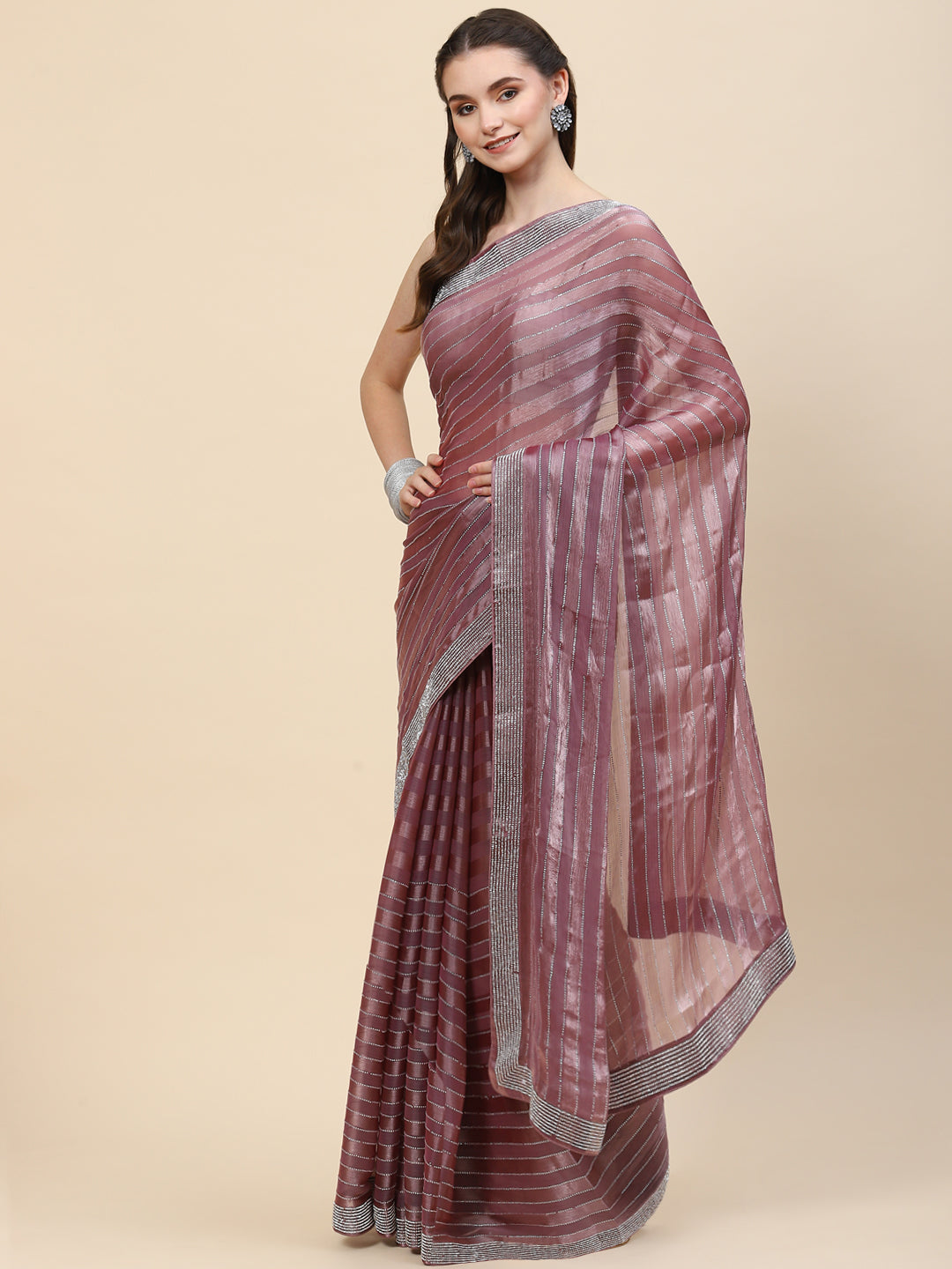 Stone  Embroidered Organza Saree