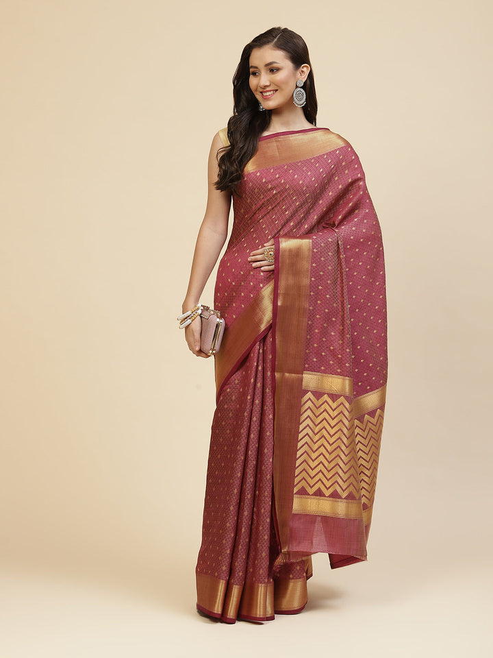 Zari Border Booti Handloom Woven Saree