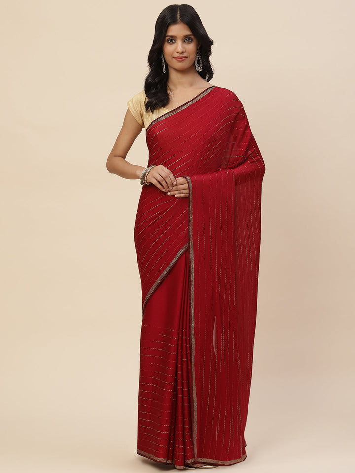 Stone Embroidered Chiffon Saree