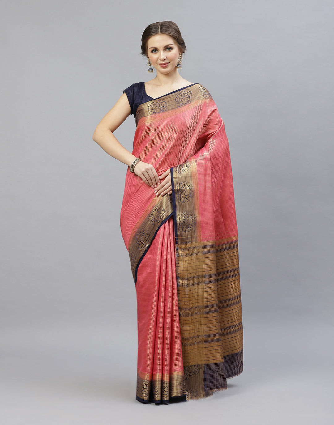 Jacquard Zari Border Art Handloom Woven Saree