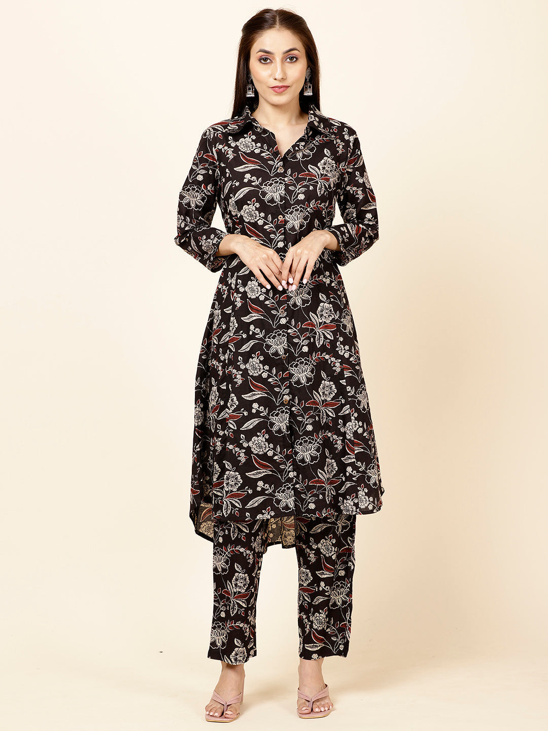 Floral Printed Cotton Kurta With Pants