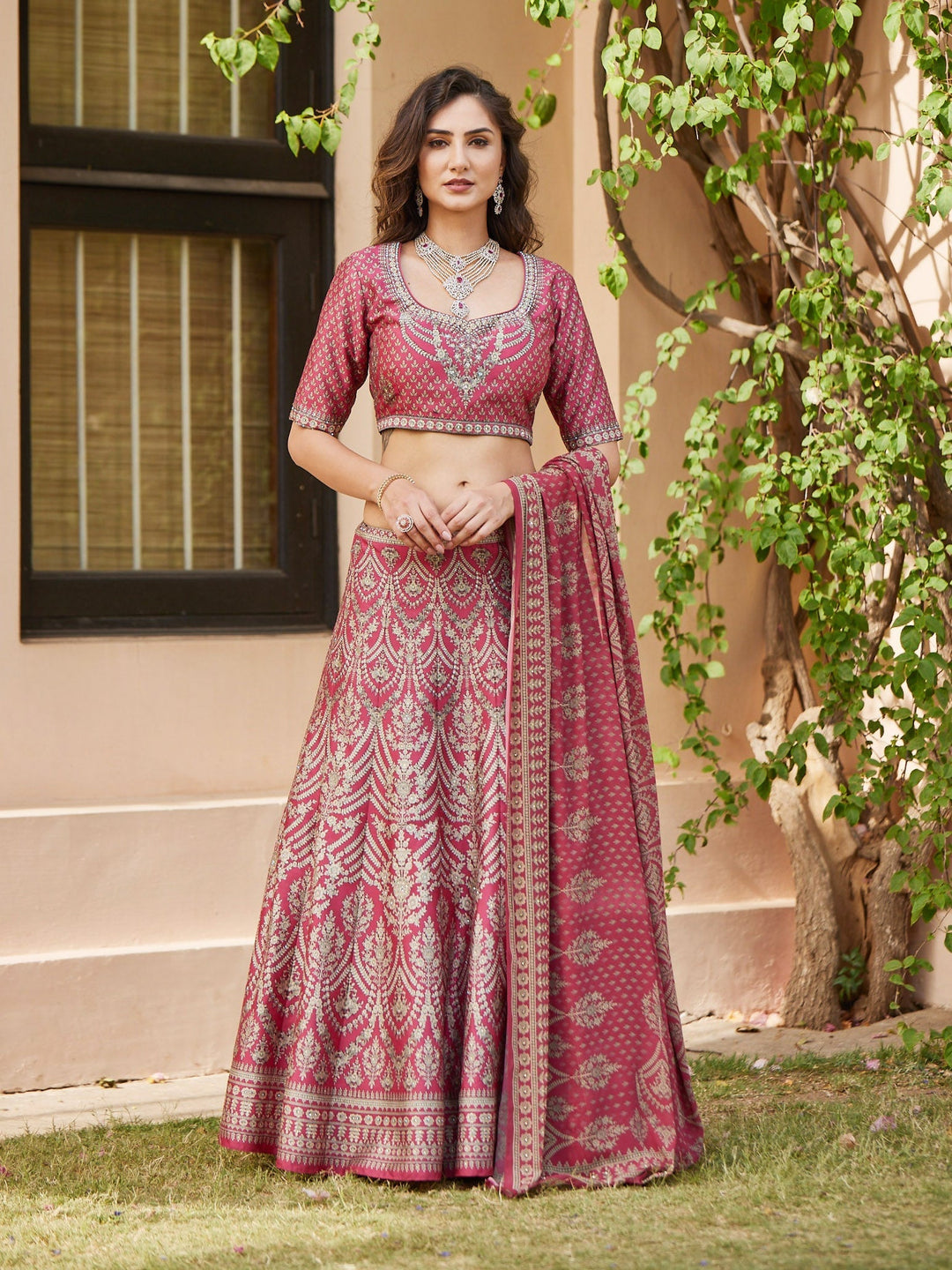 Floral Digital Printed Choli With Lehenga &amp; Georgette Dupatta