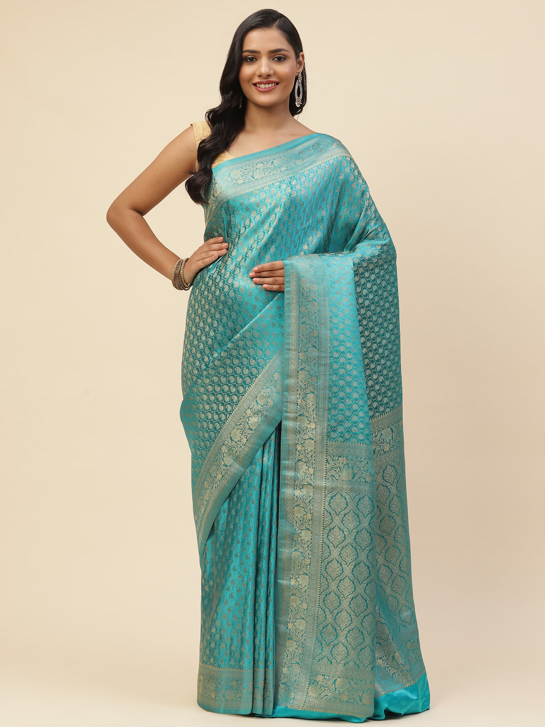 Brocade Zari Jaal Satin Woven Saree