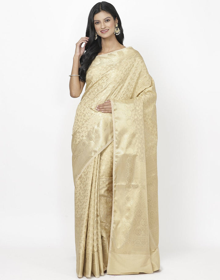Beige Banarasi Art Handloom Saree