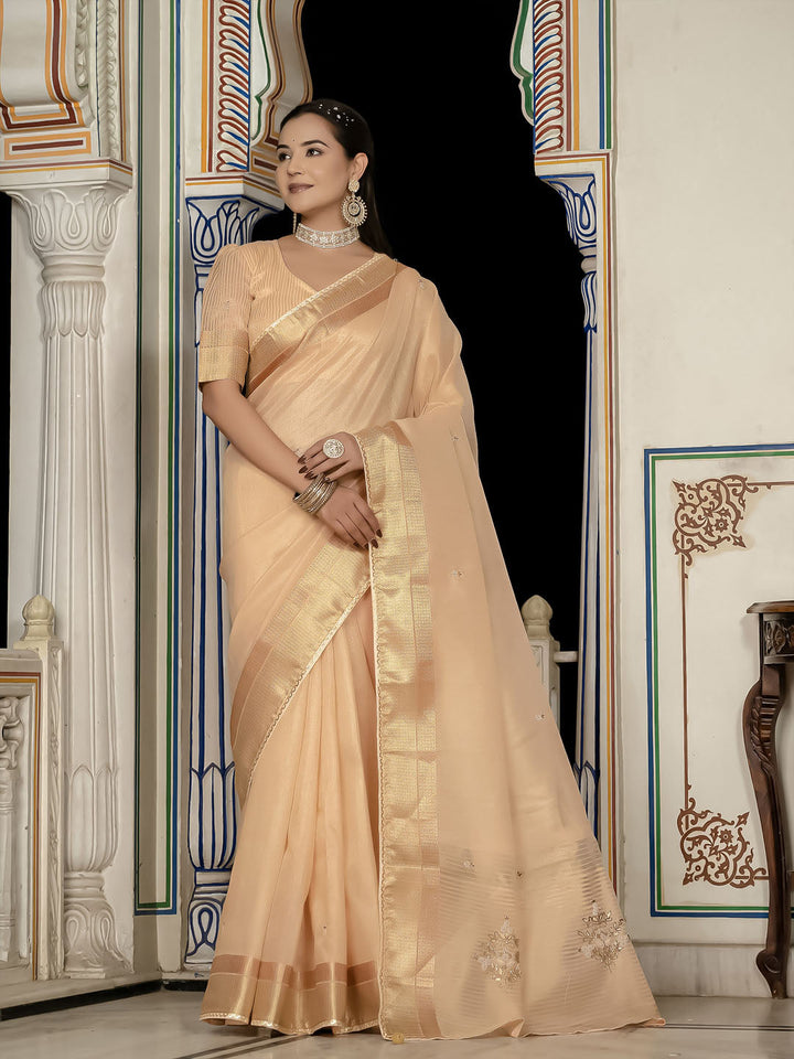 Embroidered Linen Blend Saree
