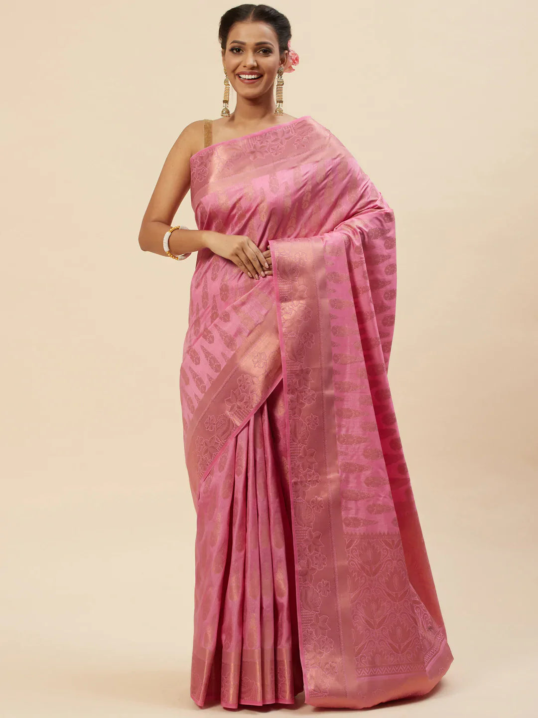 Zari Border Booti Handloom Woven Saree