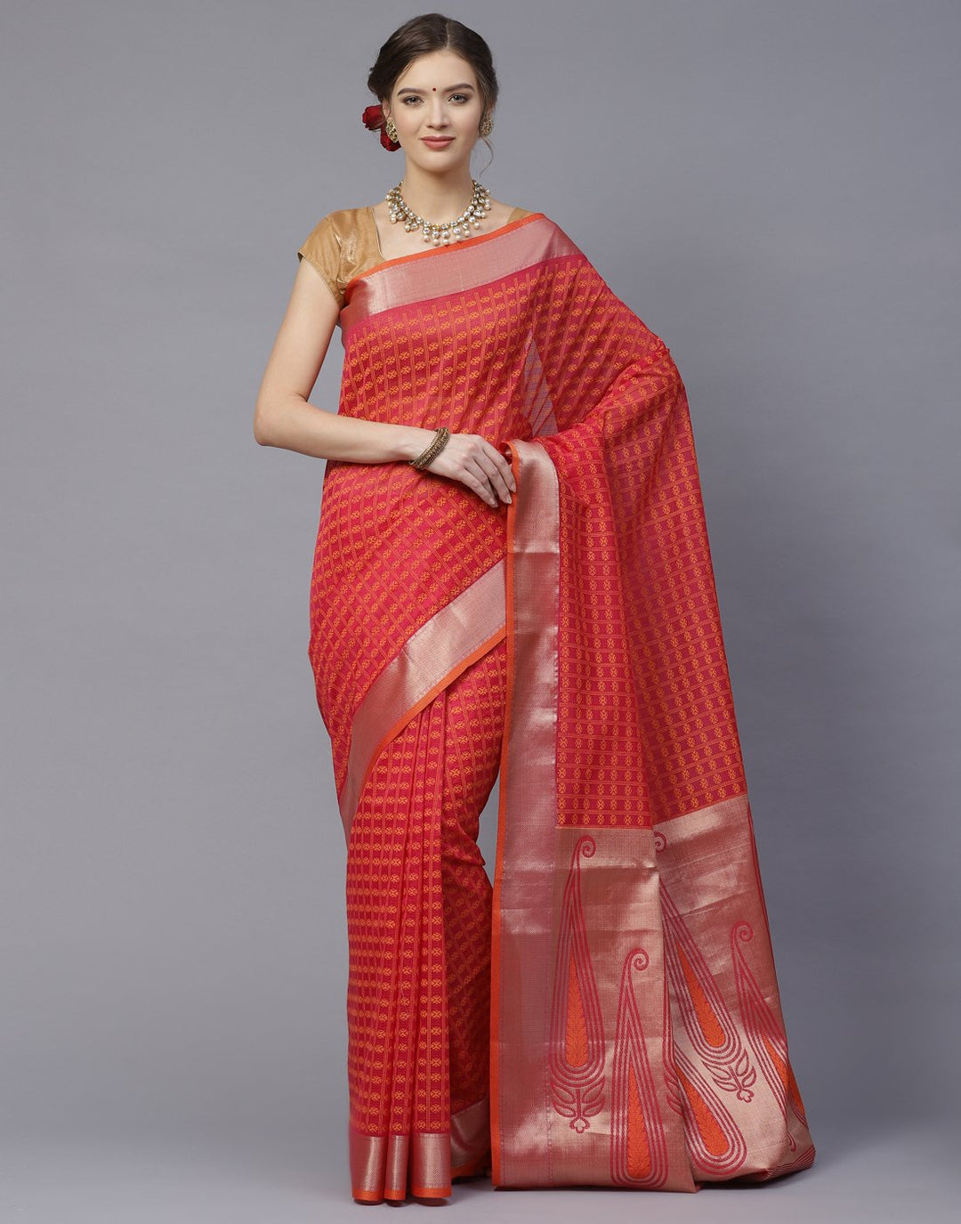 Printed Cotton Chanderi Saree