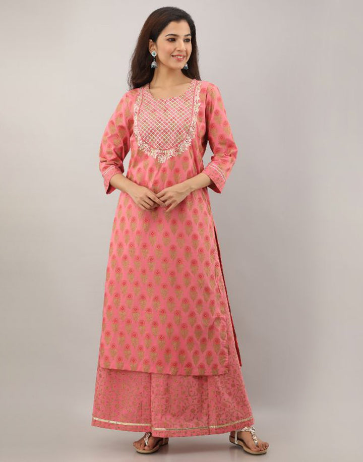 Printed Cotton Kurti With Palazzo
