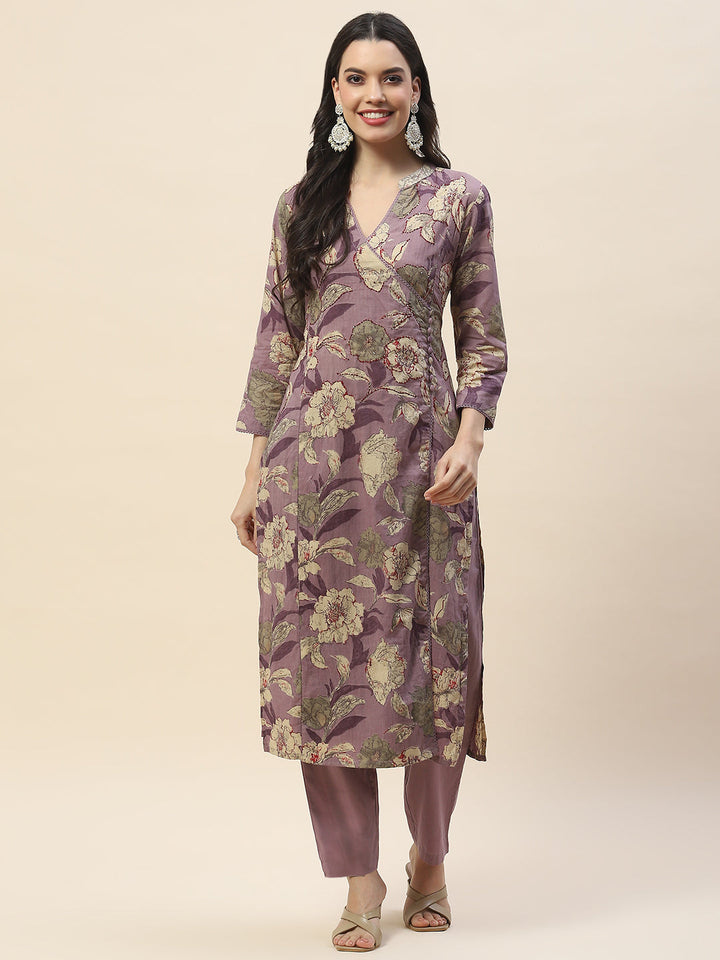 Printed Cotton Kurta With Pants