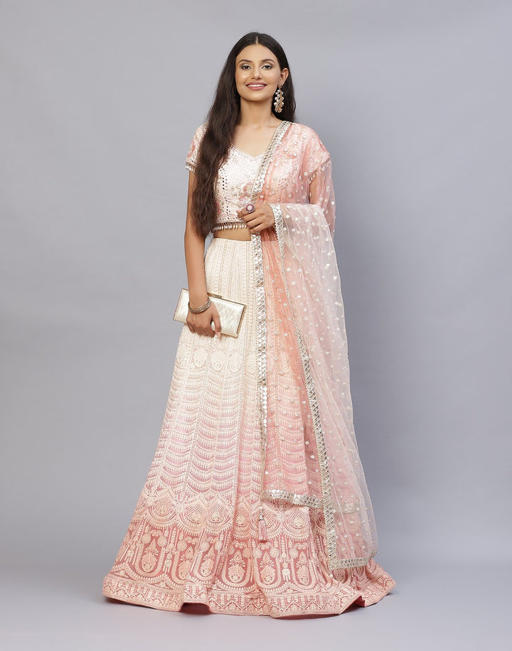 GEORGETTE THREAD WORK OMRE SHADED LEHANGA