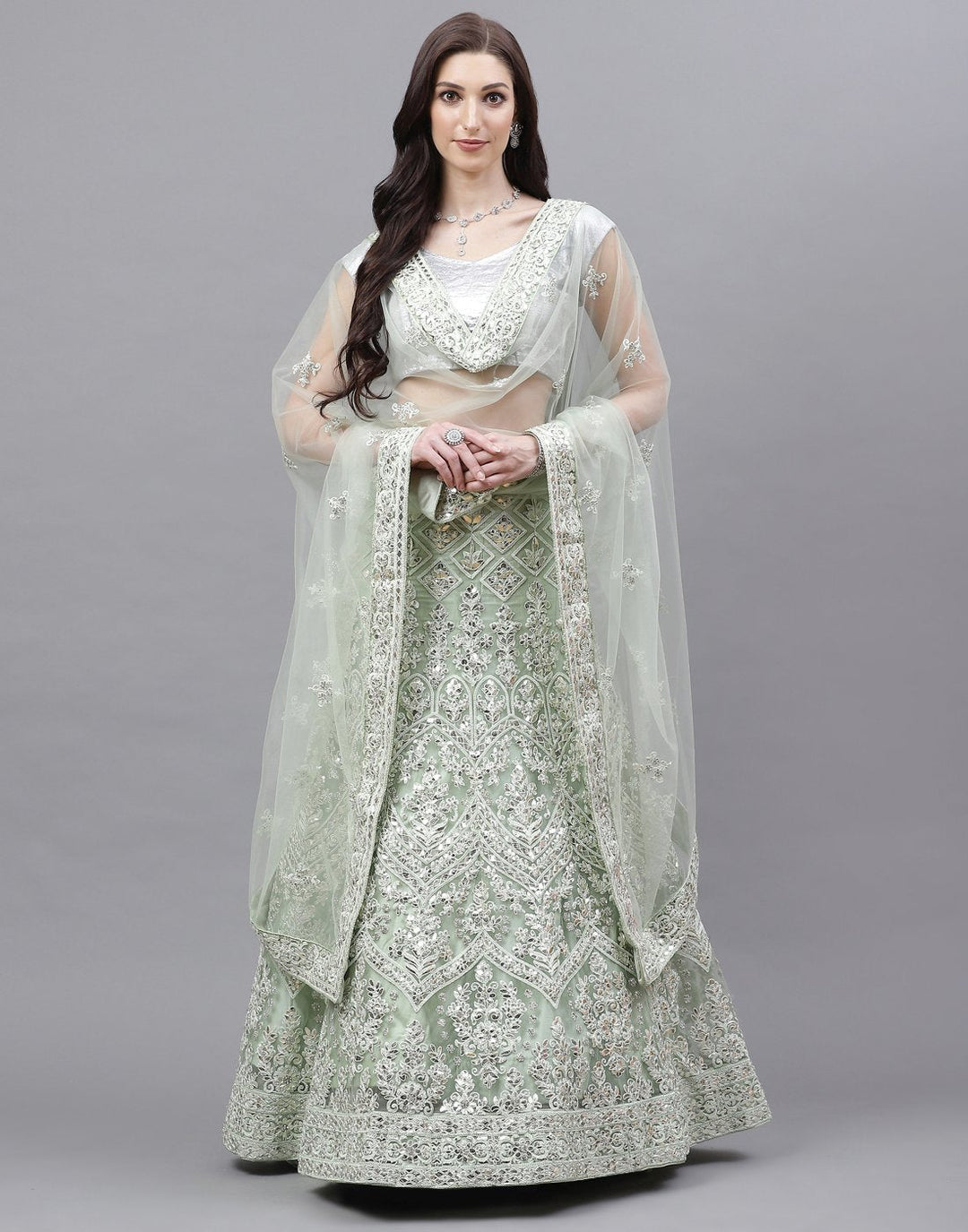 Net Embroidered Lehanga with Net Dupatta
