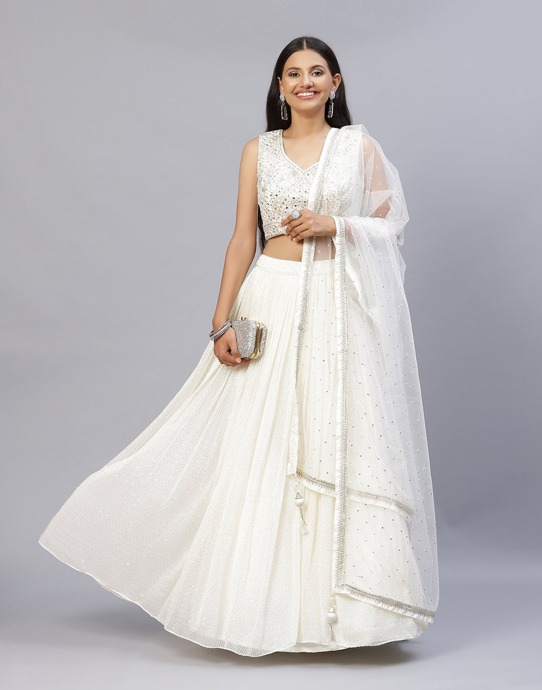 GEORGETTE SEQUENCE LEHANGA WITH NET DUPATTA