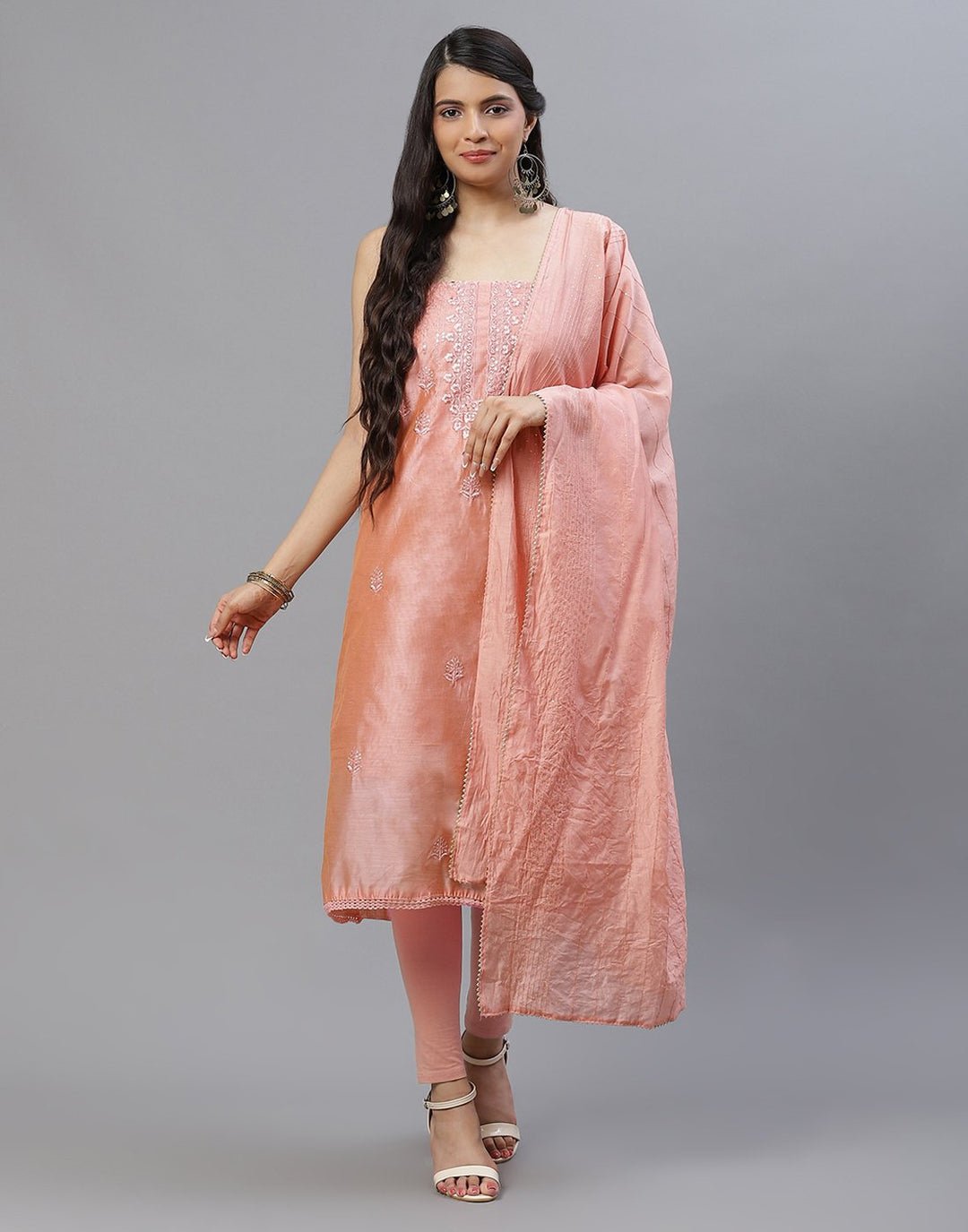 Chanderi Embroidered Suit piece