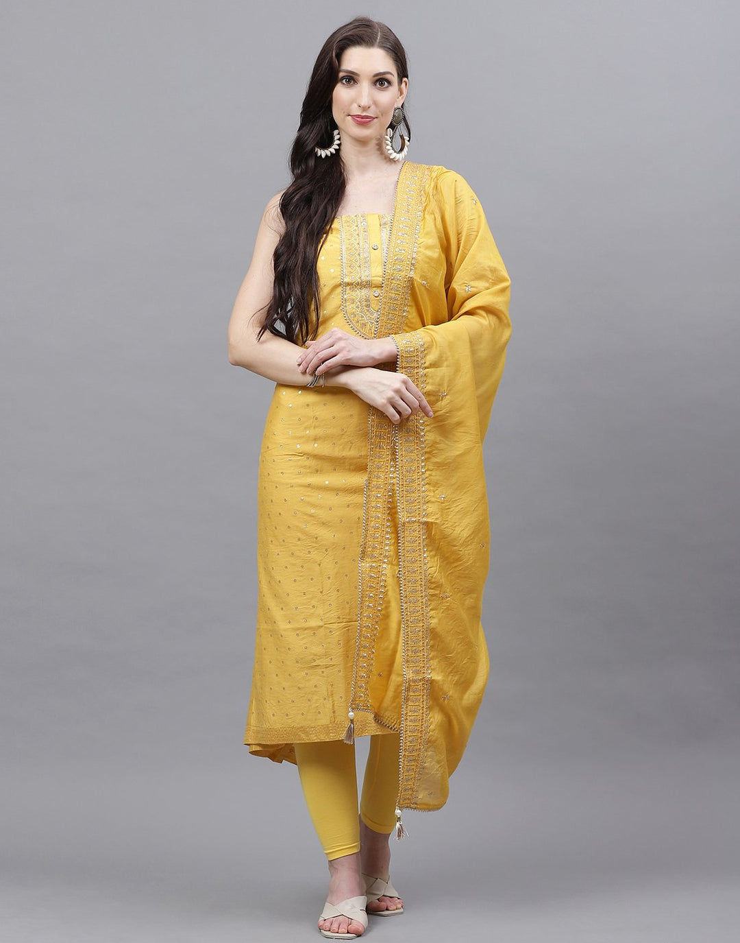 Chanderi Embroidered Suit Piece