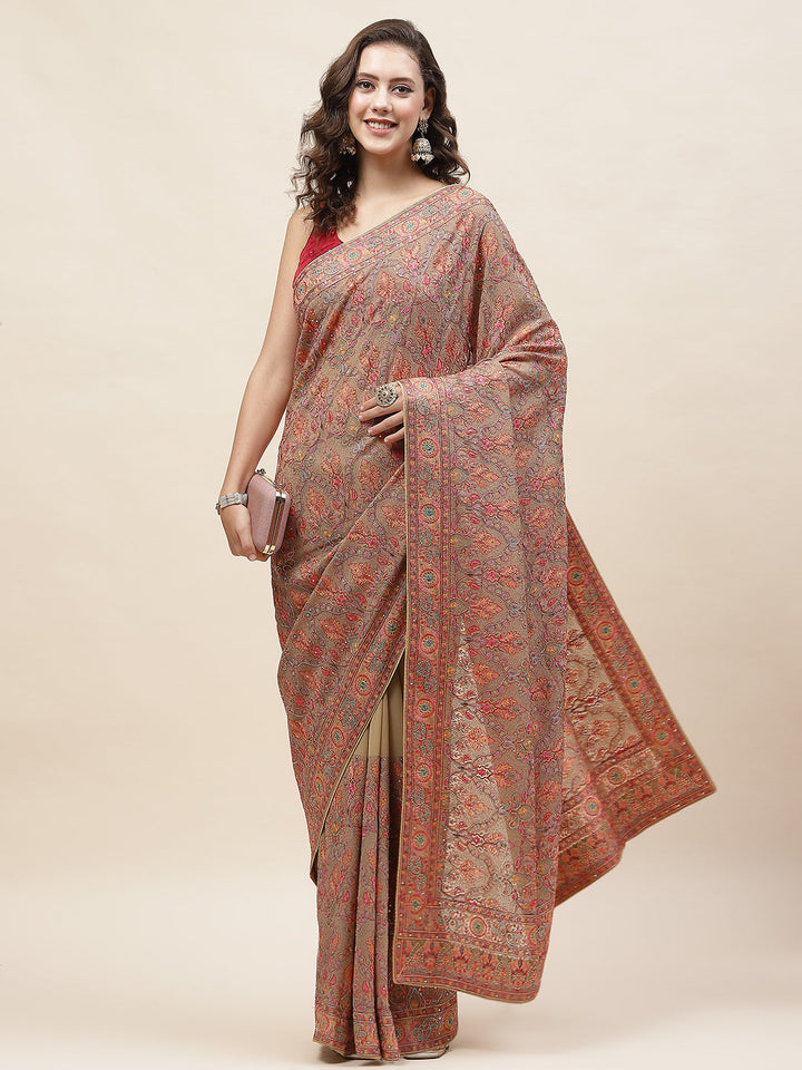 Resham Jaal Embroidery Georgette Saree
